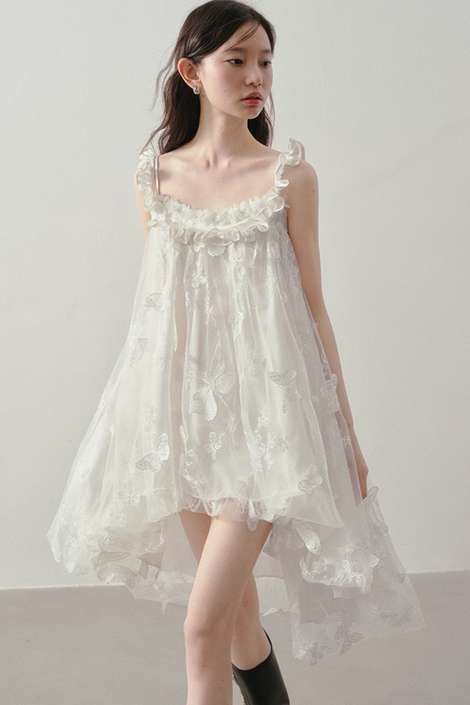 3D Floral Suspender Dress