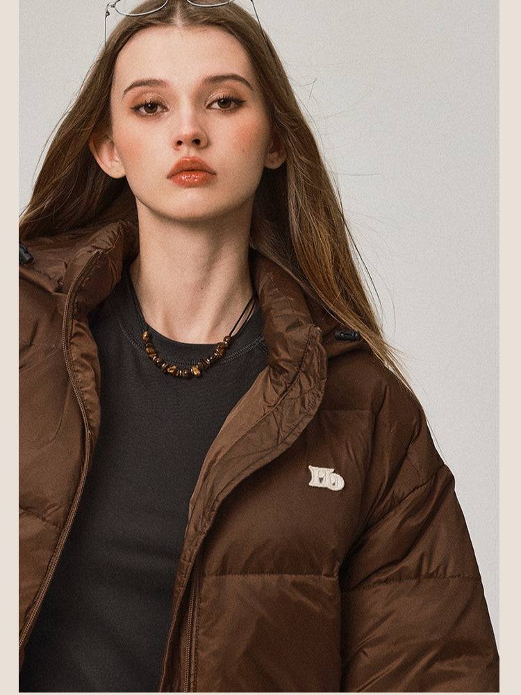 Stand Collar Hooded Short Down Jacket