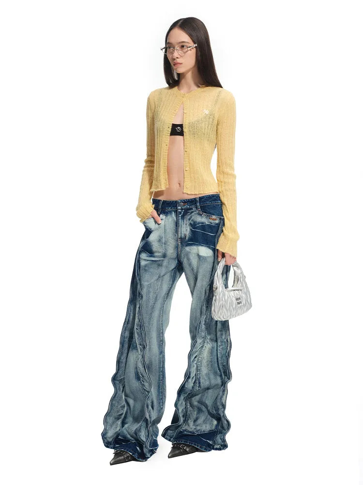 "Feria Series" Volcano Washed Denim Straight Pants