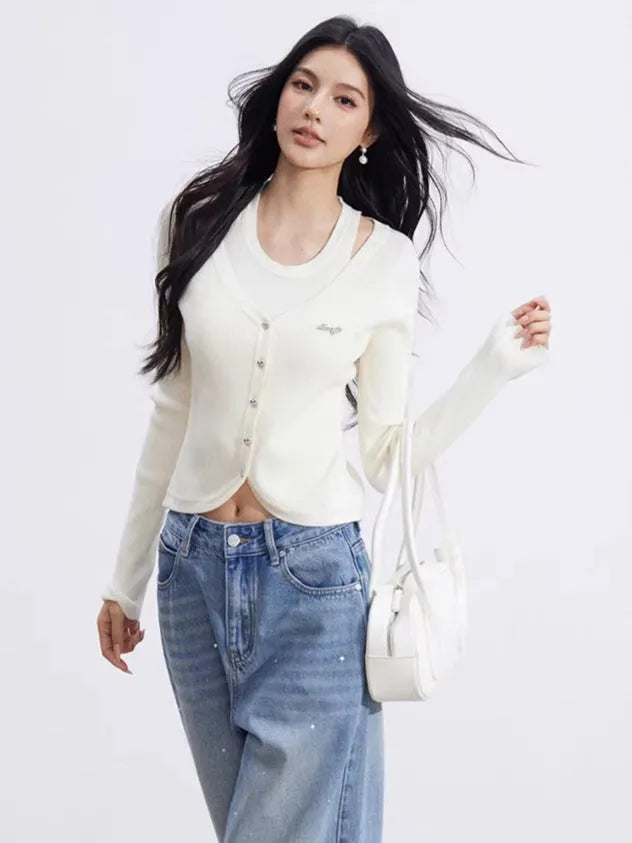 Cut-Out Layered Knit Base Layer