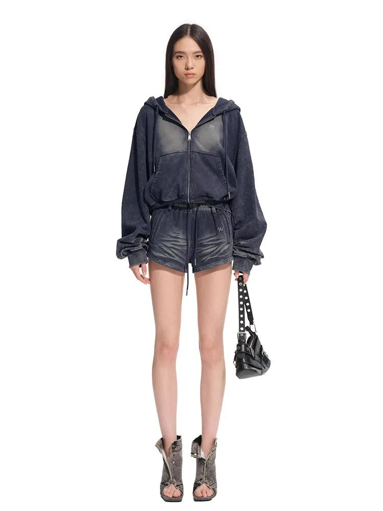 "Feria Series" Volcano Distressed Hand-Sanded Whisker Shorts