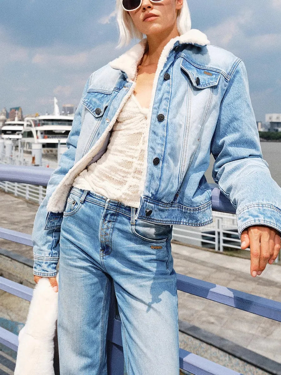 "Caraval Series" Washed Twill Denim Cotton-Padded Jacket