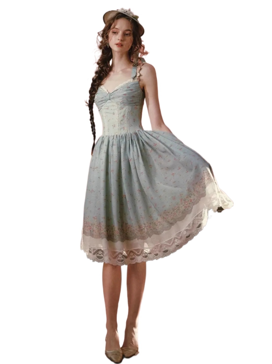 Forest Poem French Floral Slip Midi Dress