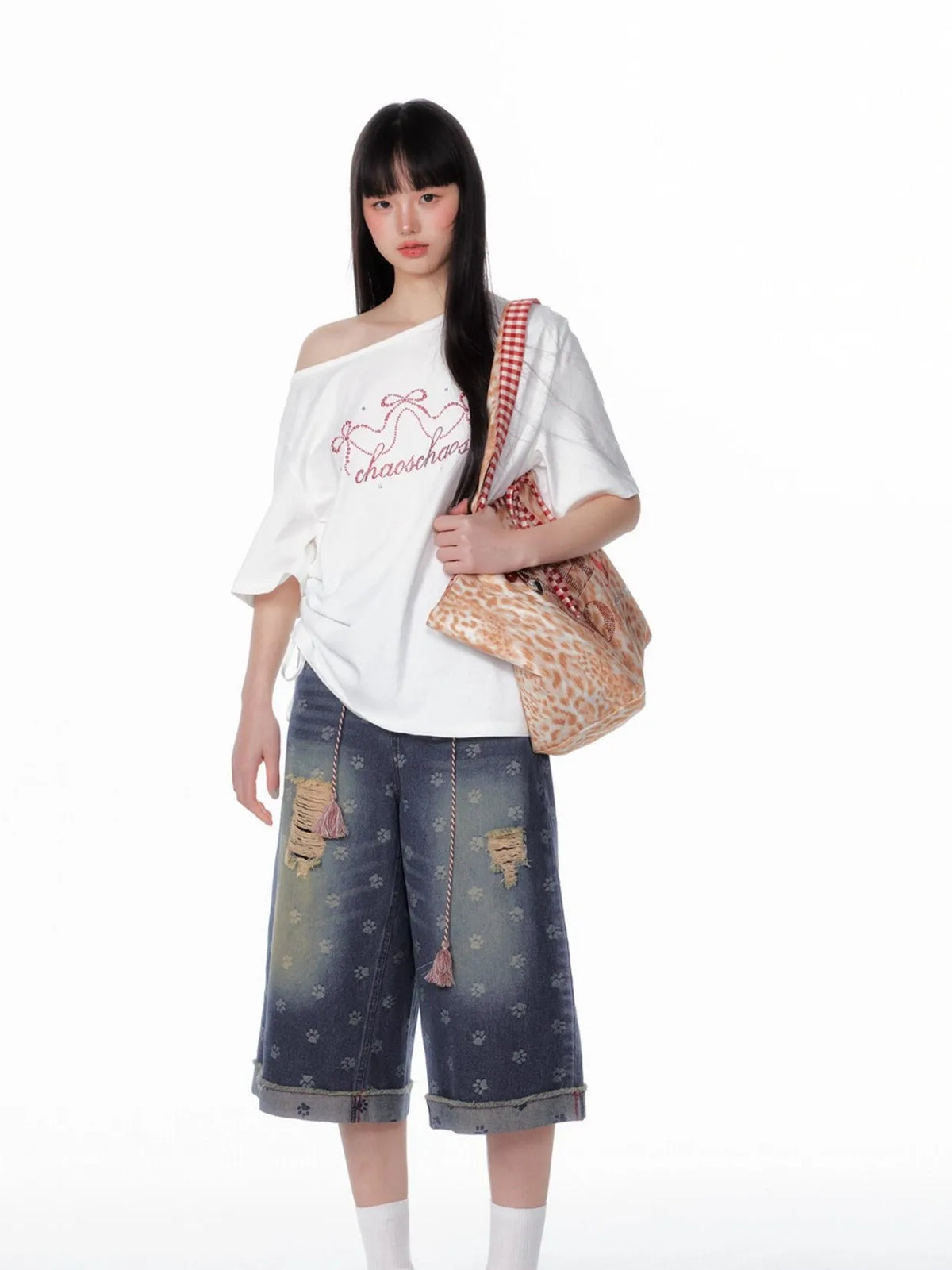 Vintage Washed Cropped Denim Jeans