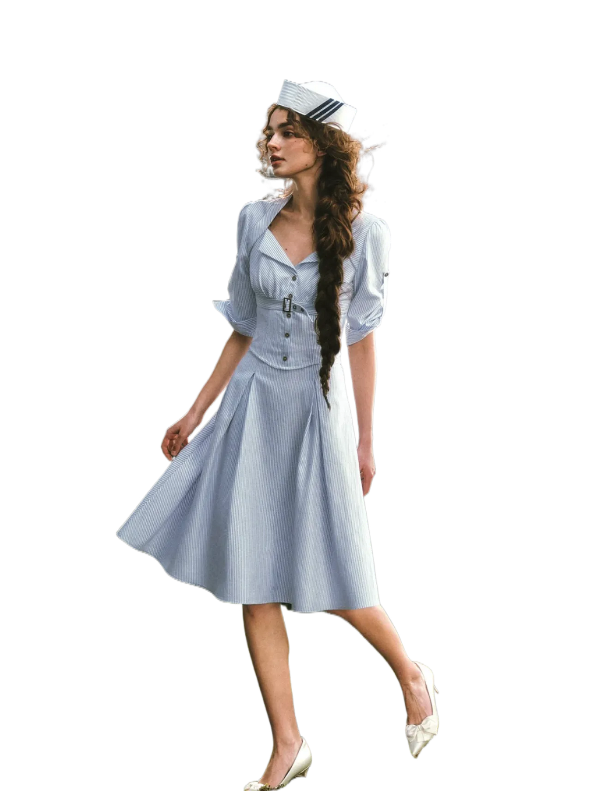 Nautical Affair French Old-Money Striped Shirt & Skirt Set