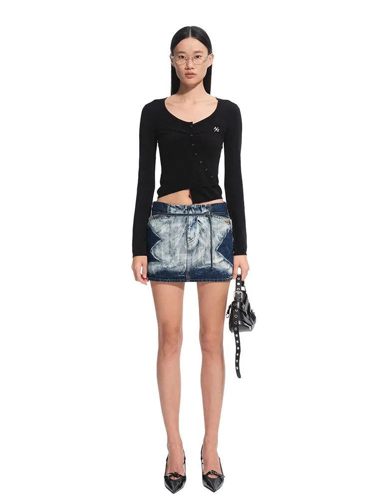 "Feria Series" Volcano Washed Denim Mini Skirt