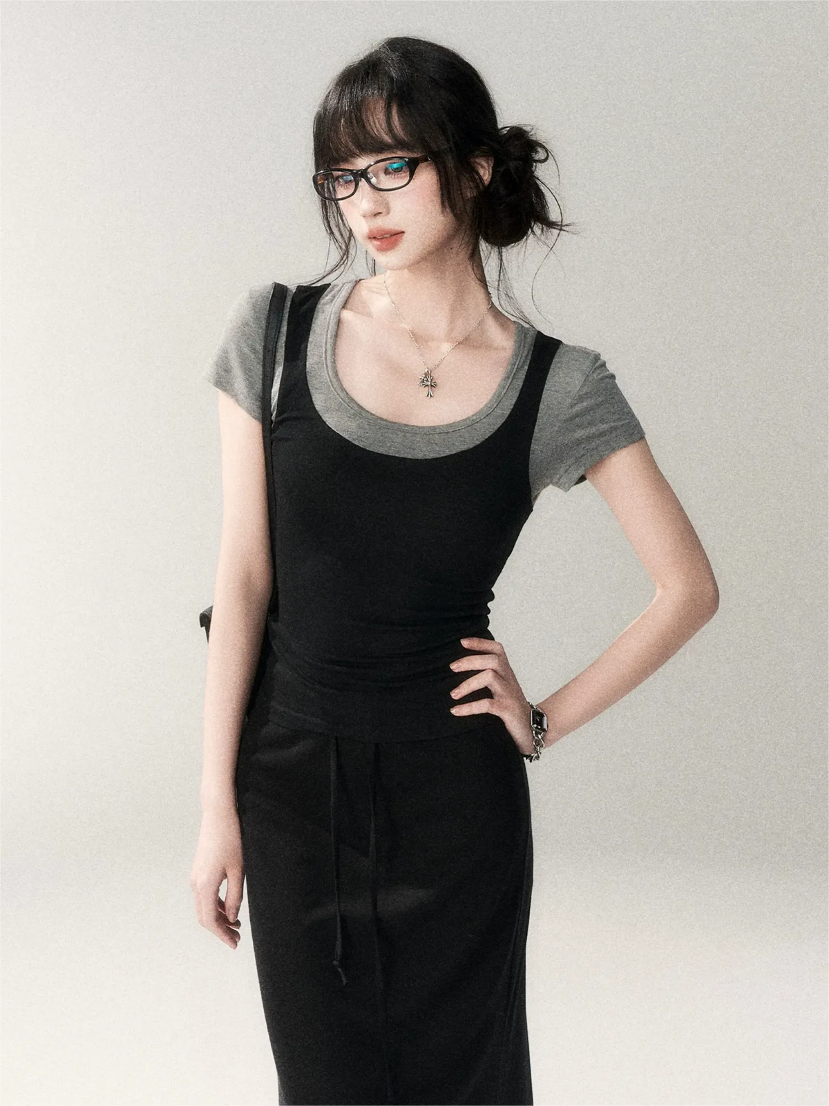 Contrast Trim Fitted Short Sleeve Tee