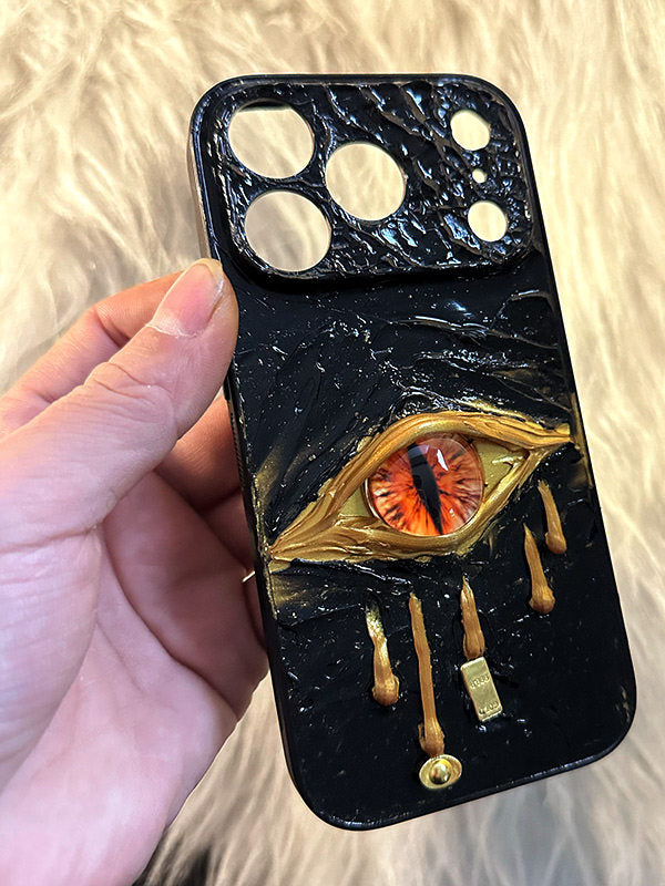 Original Golden Tears 3D Phone Case for iPhone 17 Pro, 16 Promax Premium Feel, 15 Pro Handmade Creative, 14 Pro Niche Couple, 13 Anti-drop, 12 Full Coverage, 11 Simple Black Base X