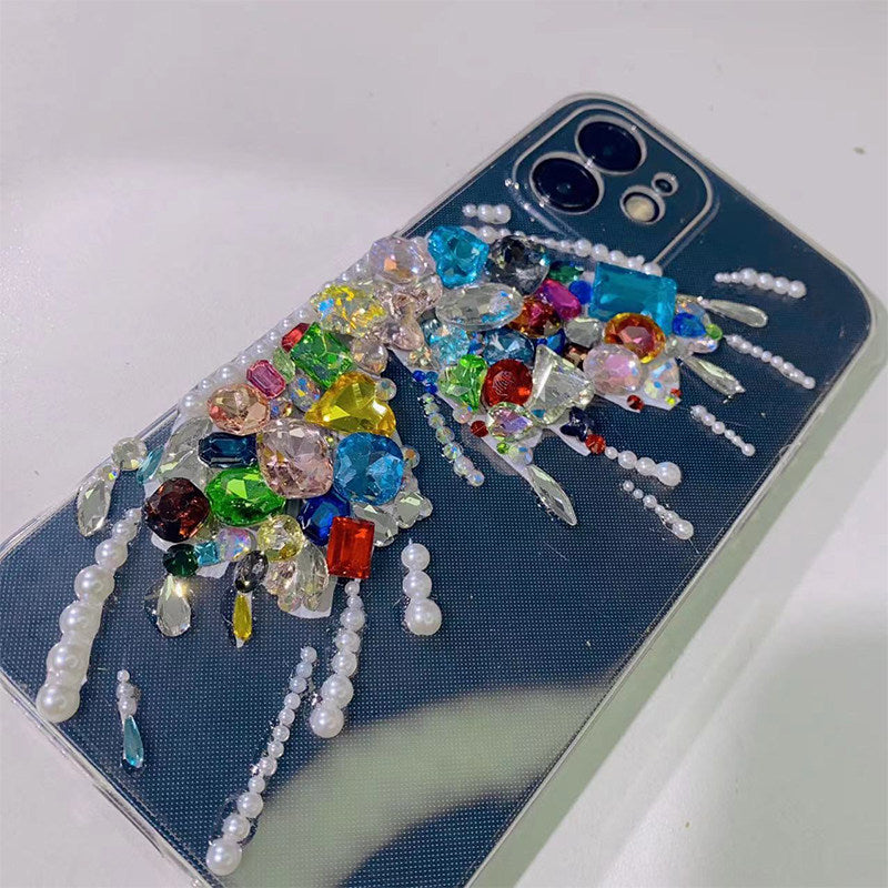 Xiaohongshu DIY Handmade Luxury Rhinestone Butterfly Phone Case for iPhone 15, iPhone 14 Pro Max Premium Feel, iPhone 16 Pro Max New, iPhone 17 Pro Transparent, iPhone 12 Couples, iPhone 11 Original, iPhone 16 Anti-fall, iPhone 13