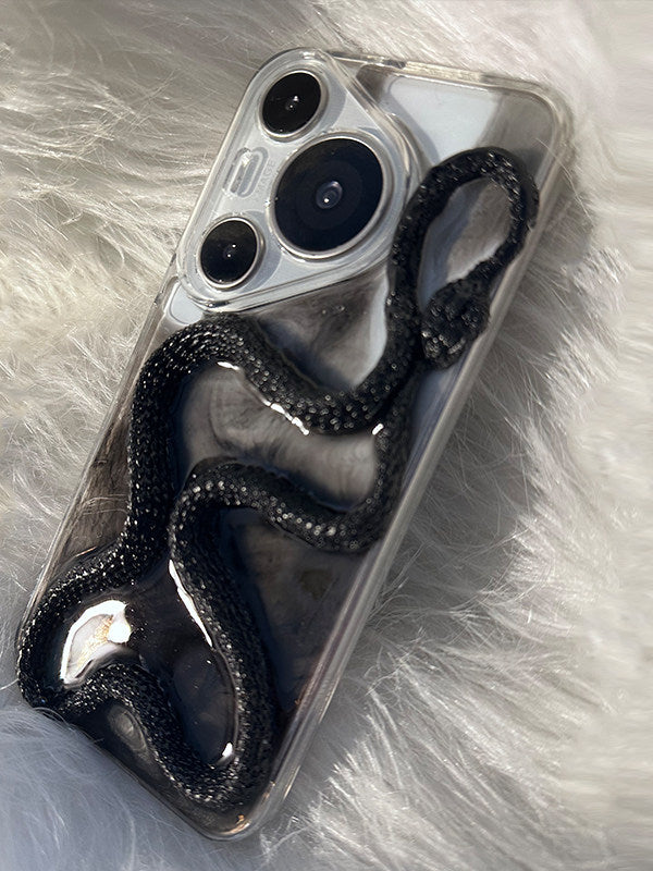 Niche Minimalist Gradient Black Snake King Phone Case for Huawei P70, P60 High-End Feel, P50 New Snake Year, Mate 60 Personalized Original, P80 Pro Anti-Fall, Mate 50 Couple, P70 3D Hard Case