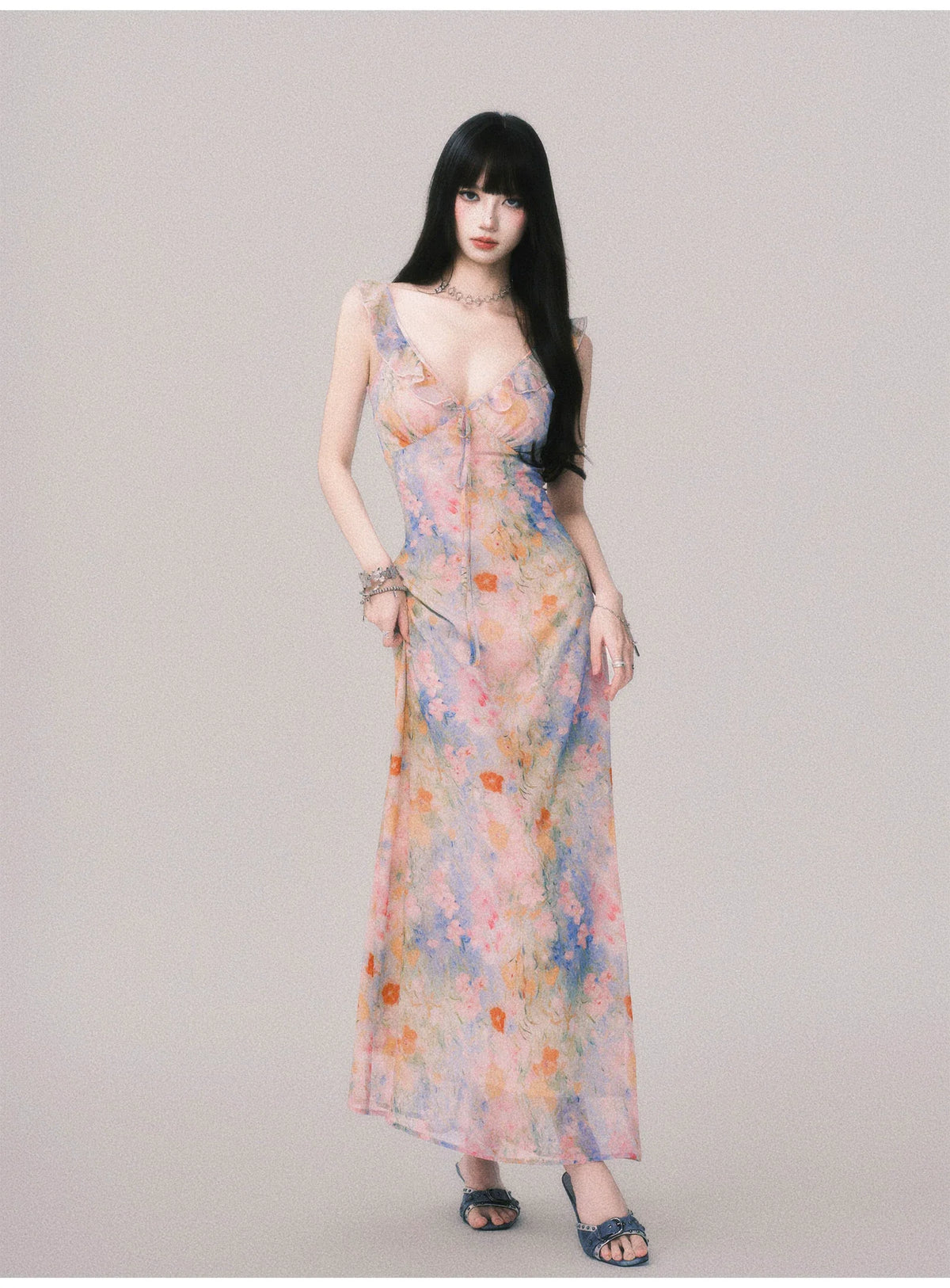 Pastel Petal Reverie Maxi Dress