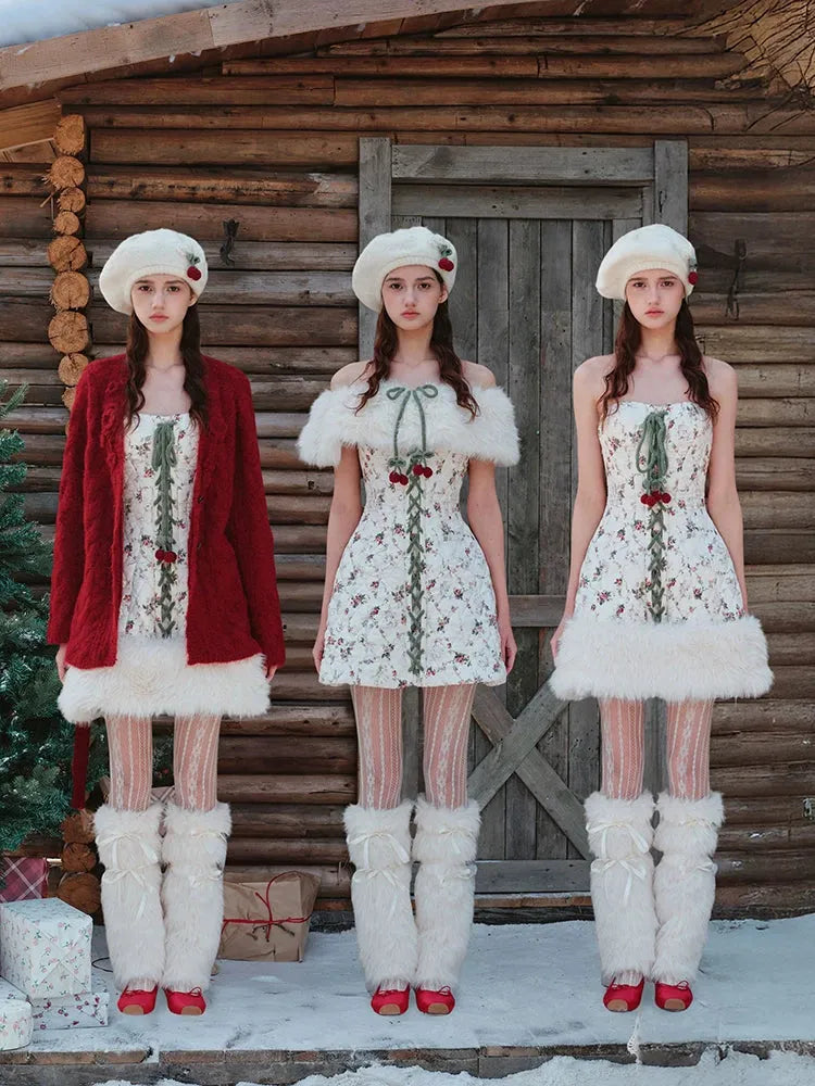 French Playful Quilted Down Dress & Jacket Set