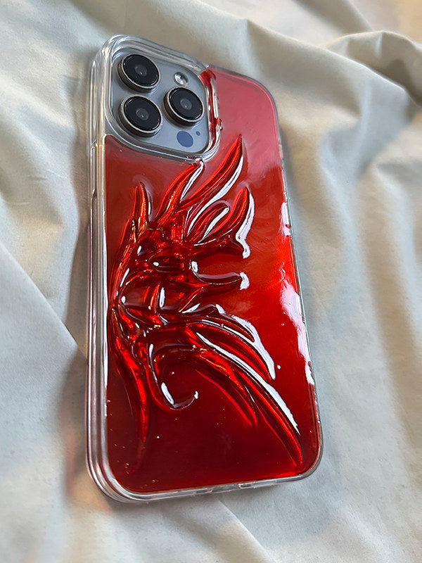 Niche 3D Red Wings Case for iPhone 16 Pro, Premium iPhone 15, New 14 Pro Max, 15 Pro Max Transparent Hard Case, Simple Original 12 Anti-fall 11 Protective Cover