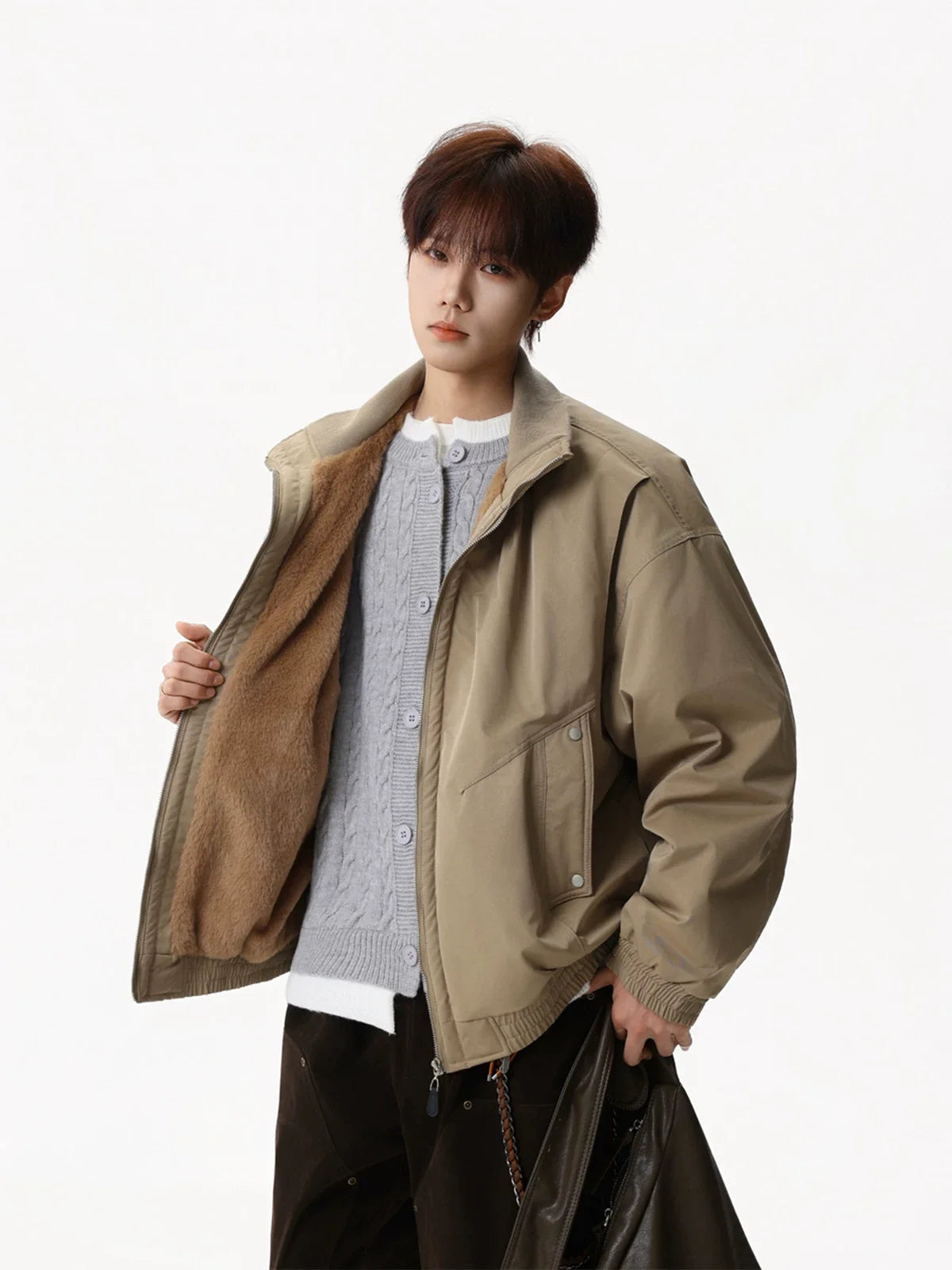 Sandstone Stand‑Collar Puffer Jacket