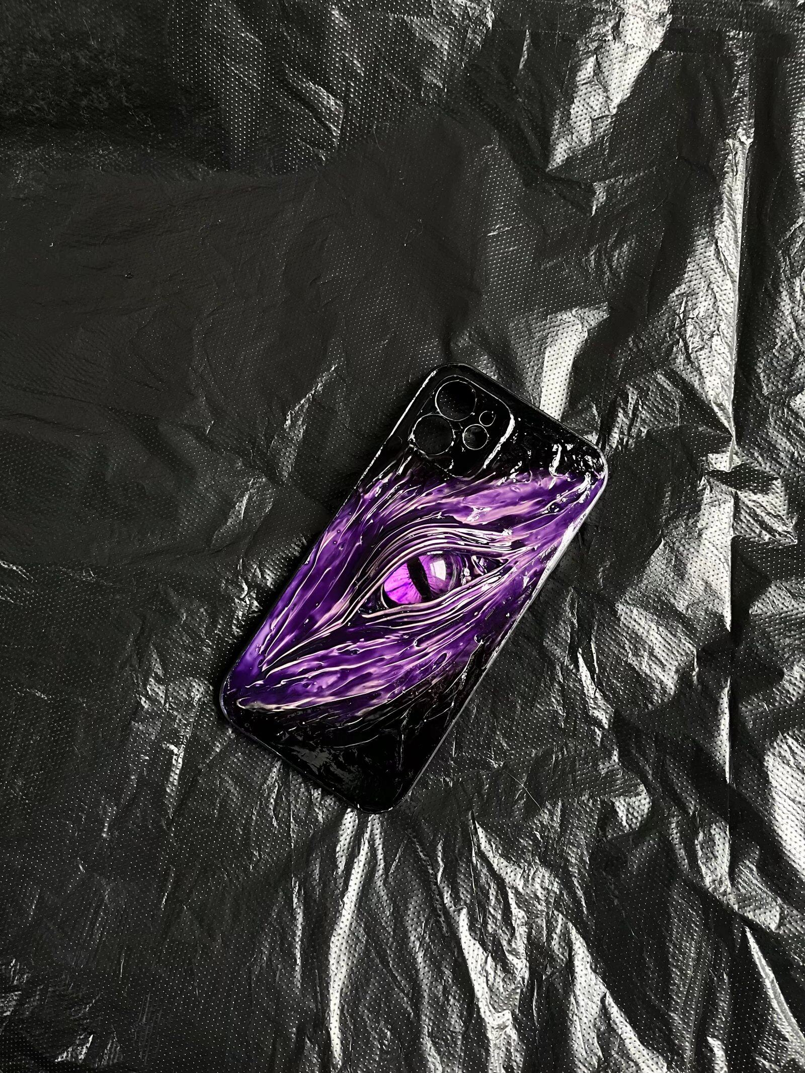 Silicone iPhone 17 Promax 3D Eyes 16 Pro Creative Color-Block Cthulhu 15 Phone Case Unique 14 Pro Niche All-Inclusive 13 New Individual High-End Dark Protective Cover