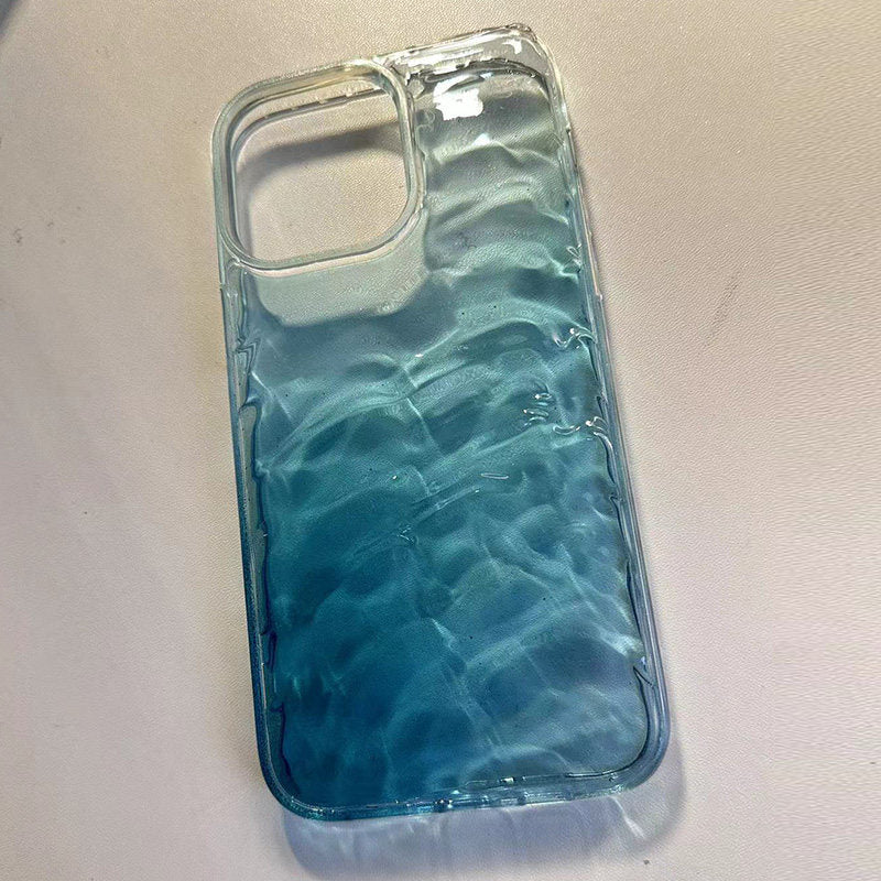 Disappearing Blue Water Ripple Phone Case for Apple iPhone 15, 14 Pro, Premium Feel 16 Pro Max, New 17, Transparent 15 Pro, Personalized Original Texture 16 Pro, Niche 13, 3D 14 Hard Case