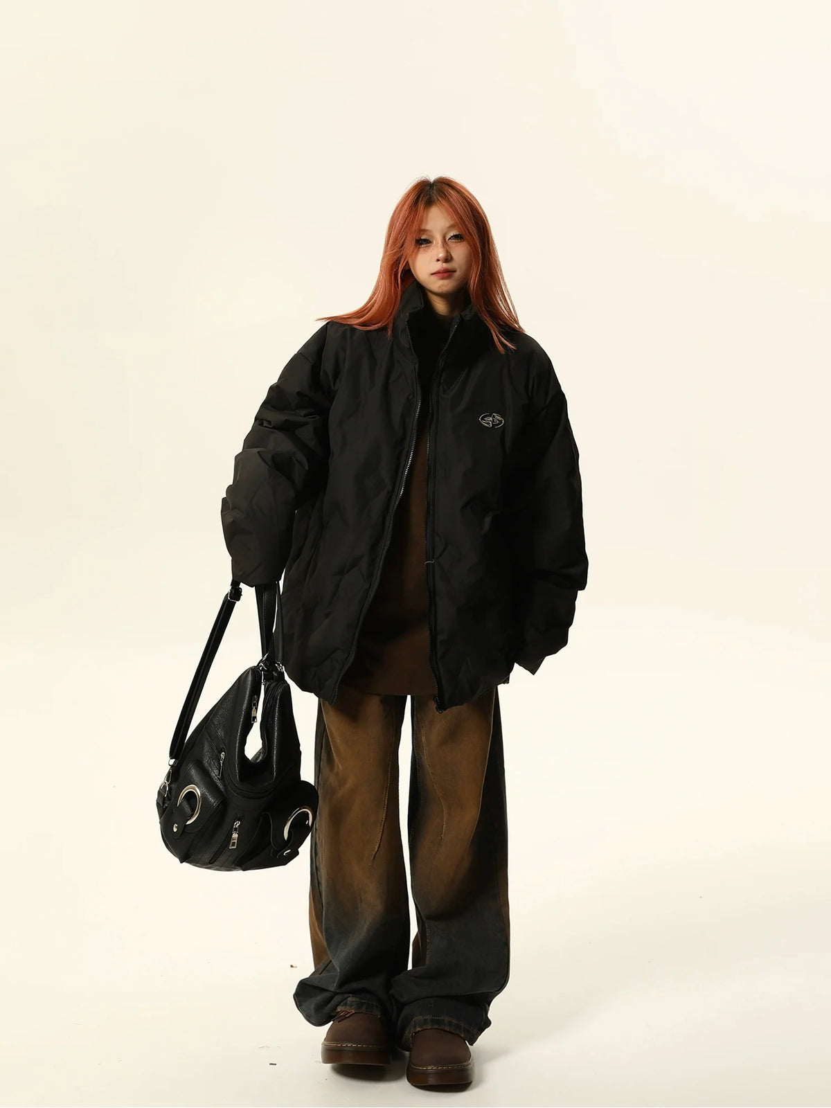 Black Oversized Bomber Jacket