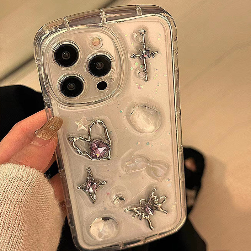 ins立体金属蝴蝶适用苹果15Pro手机壳iPhone14Promax高级感16Promax新款13小众11透明17Pro防摔x保护套16少女