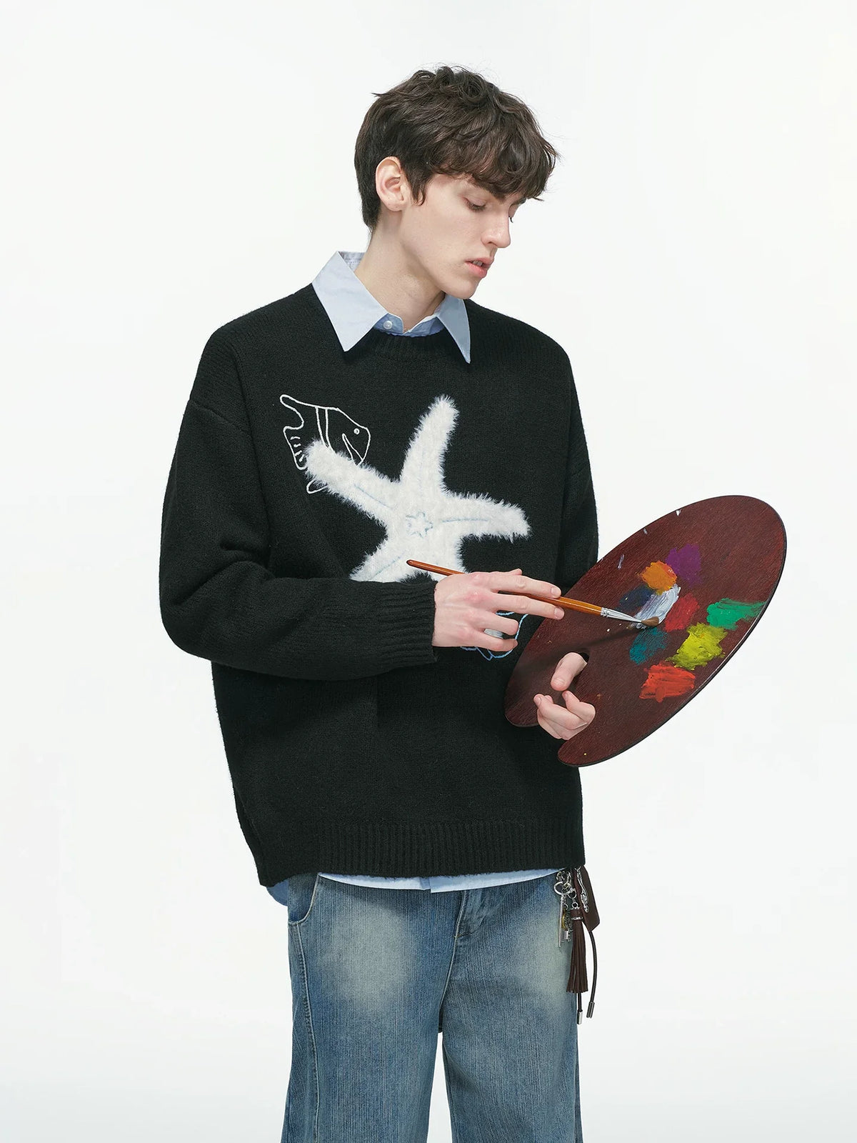 Seastar Sketch Fuzzy Knit Sweater