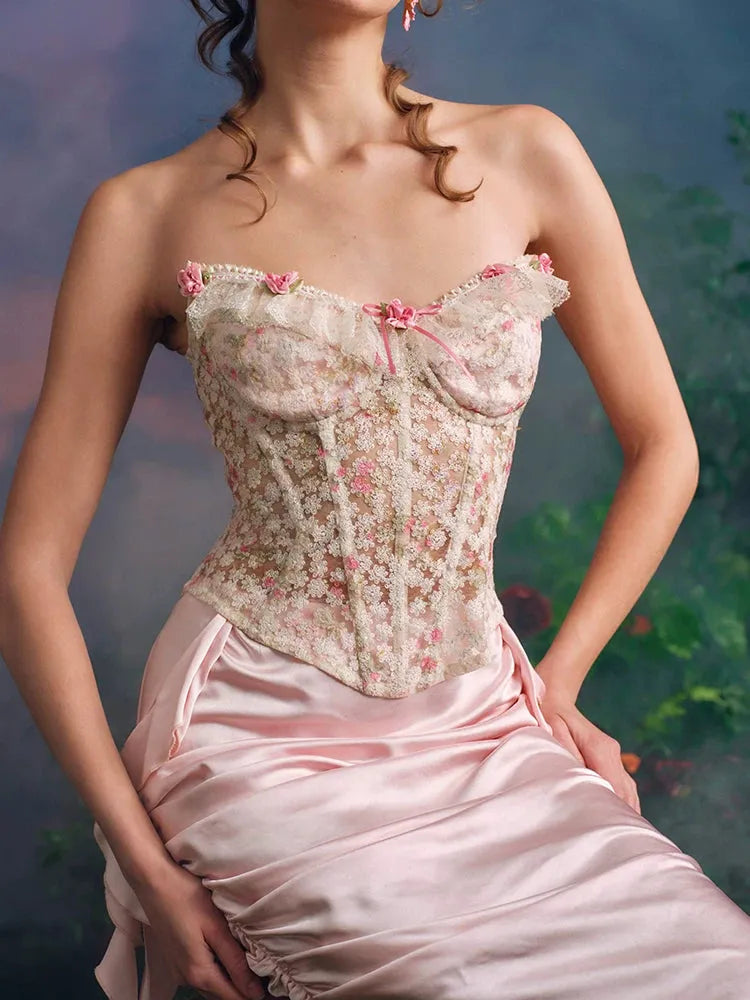 French Couture Lace Bustier & Skirt Set