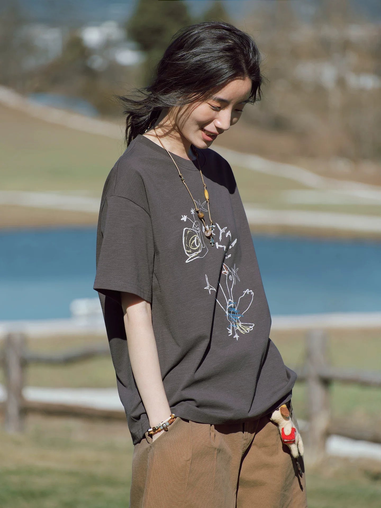 Abstract Bird Sketch Oversized T Shirt