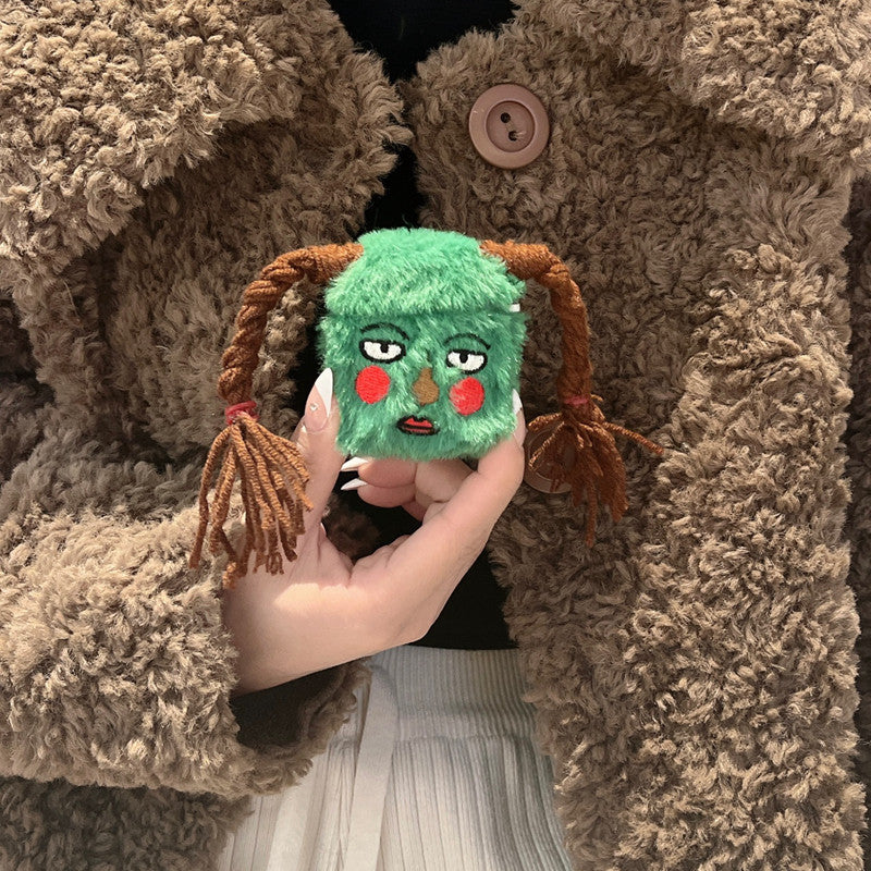 eyekey Plush Funny Braid Expression for AirPods Pro 3 Apple Wireless Bluetooth Headphone Case AirPods 1 2 4 Autumn and Winter New Second, Third, and Fourth Generation Anti-Drop Protective Case Women