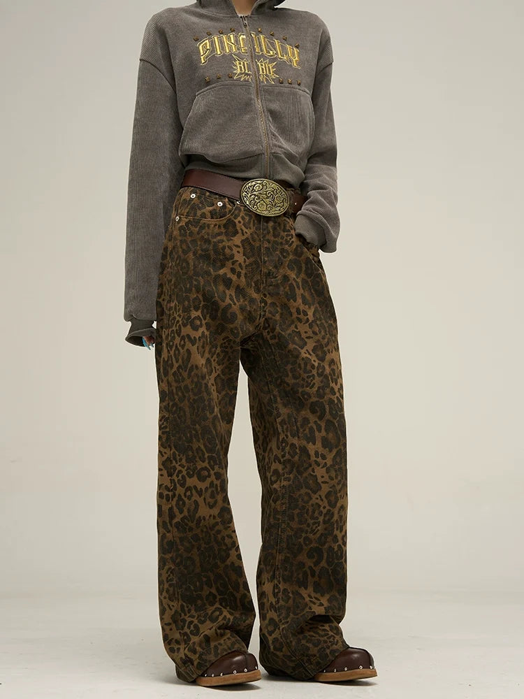 Leopard Print Relaxed Wide Leg Pants