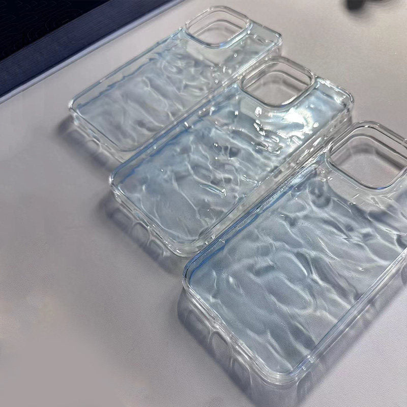 小众水波海面蓝适用苹果15promax手机壳iPhone17Promax高级感16Promax网红13创意12个性11透蓝16保护套15防摔