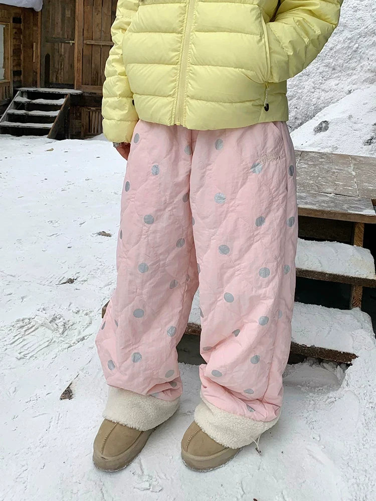 Frosty Polka Puff Fleece Cuff Pants