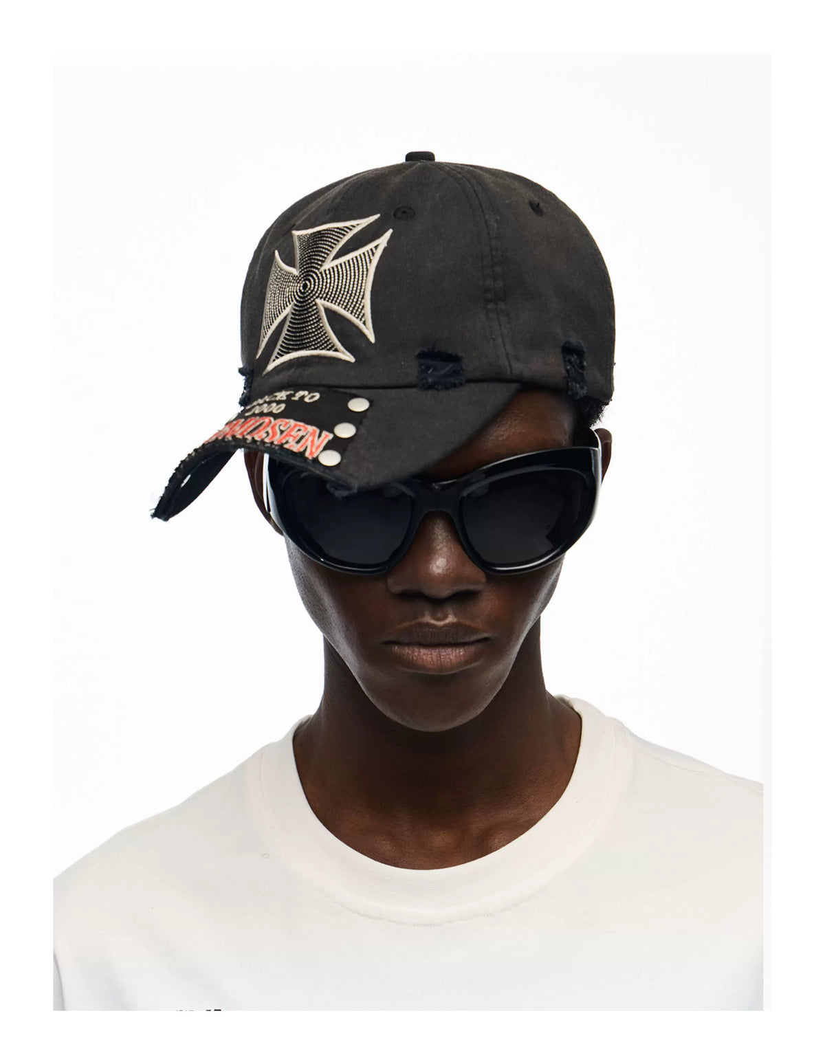 Iron Cross Distressed Brim Patch Cap