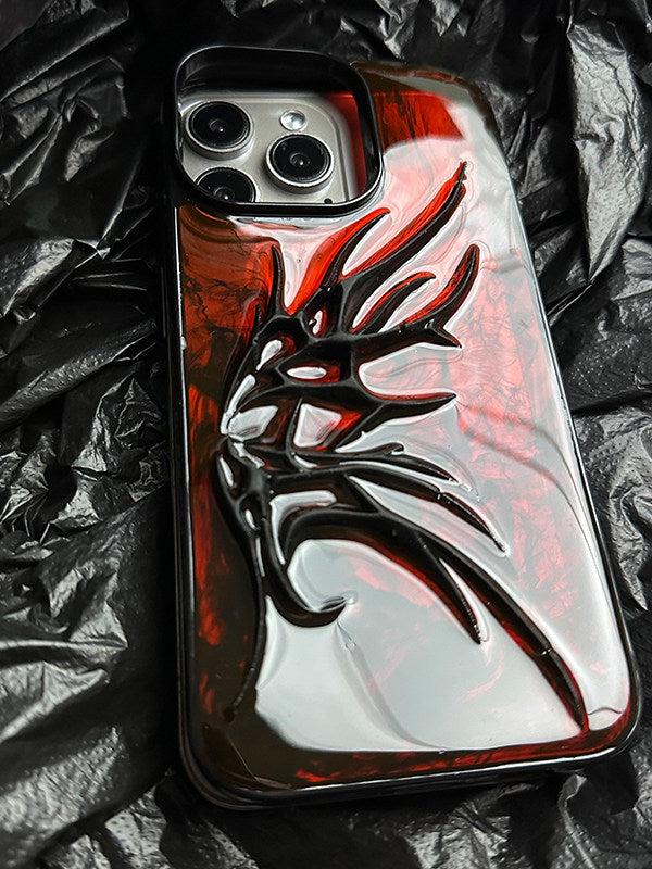 Niche Irregular Wing Red Blush Phone Case for iPhone 16Pro, iPhone 17Promax Premium Feel, 15Promax New, 14Pro Large Hole, 13 Stereo, 12 Anti-Drop Case, 17 Couple