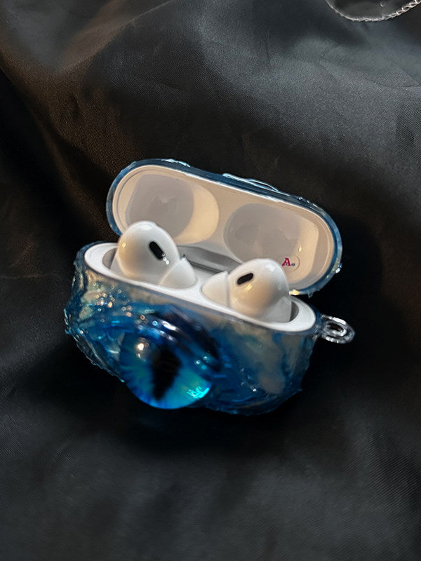 立体冰晶深渊蓝眼适用苹果耳机壳airpods4无线蓝牙耳机套airpodsPro3耳机盒airpods3原创airpods pro防摔硬壳