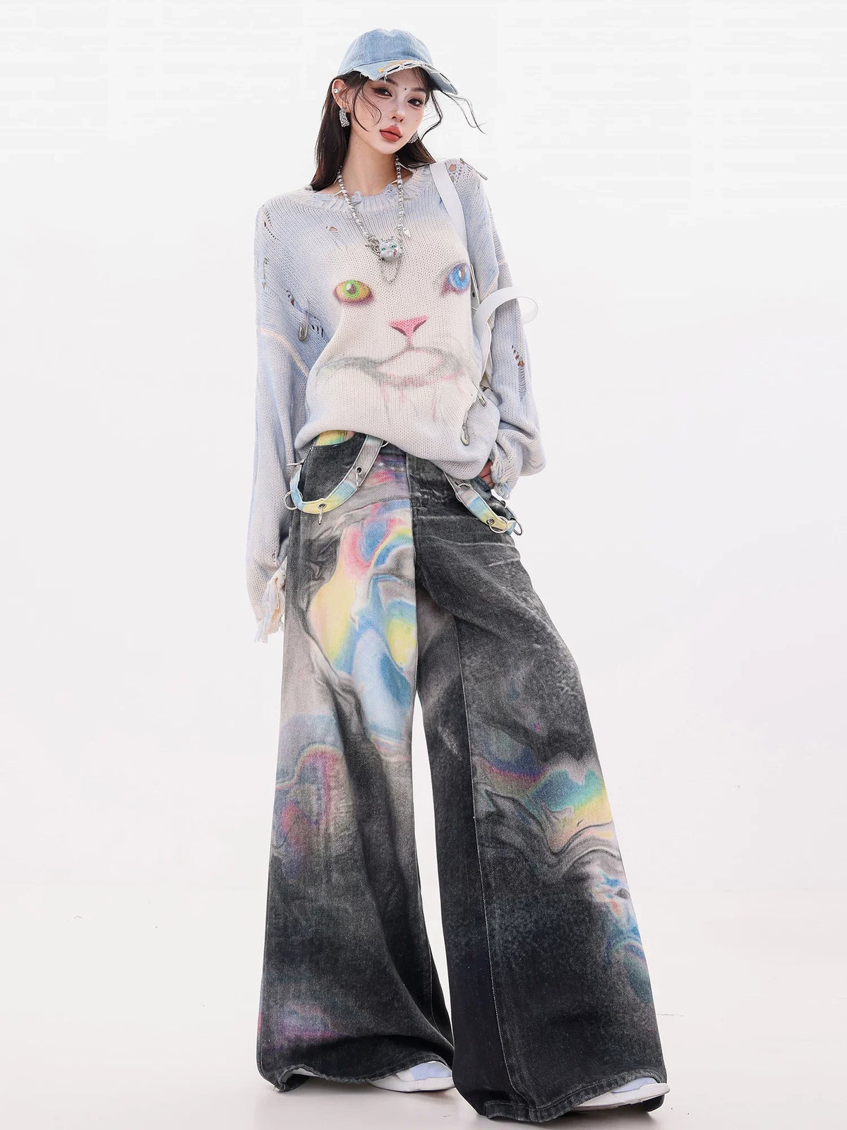 Gradient Wash Wide-Leg Jeans