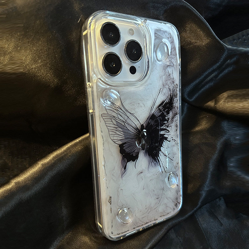 原创雾化蝶适用苹果15promax手机壳iPhone17Promax高级感16Promax晕染17Pro透明创意16pro情侣16保护套12防摔