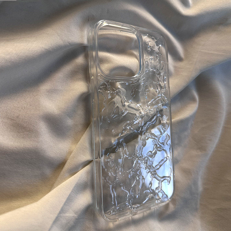 Simple Transparent Water Ripple Pattern Phone Case for Apple 15 Pro Max iPhone 14 Pro Premium Feel 13 Pro New 16 Pro Couple 11 3D Effect 12 Anti-Fall Protection 16 Creative Handmade