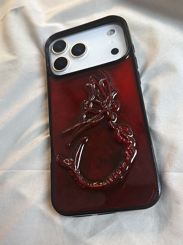 3D Red Gradient Mermaid Tail Phone Case for iPhone 17 Pro, 16 Pro Premium, 15 Pro Creative, 14 Pro Max Couple Simple, 13 Niche, 12 Influencer, 11 Hard Case, XR Original 15