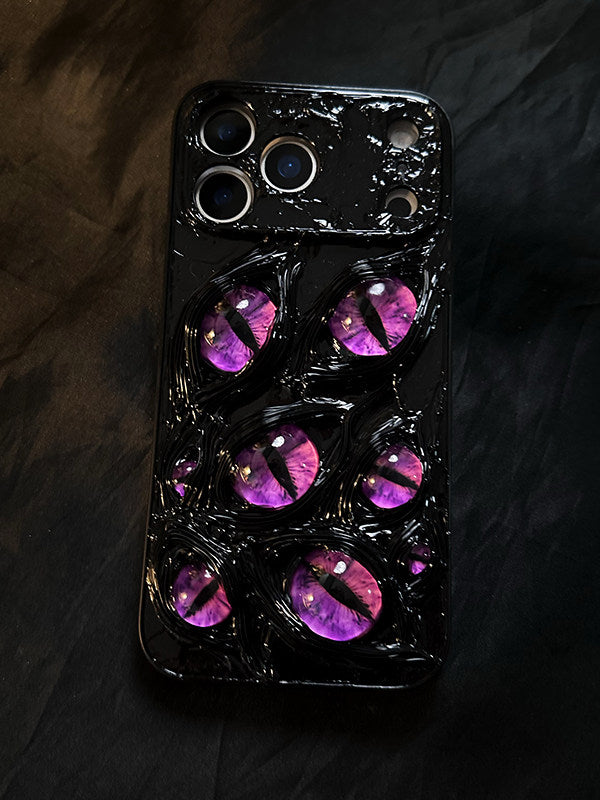Creative New Multi-eye Dark Purple Phone Case for Apple 17 Pro, iPhone 16 Pro Max, Premium 15 Pro Hard Case, 14 Pro Personality, 12 Simple, 11 Anti-fall, 13 Protective Cover, 11 Original
