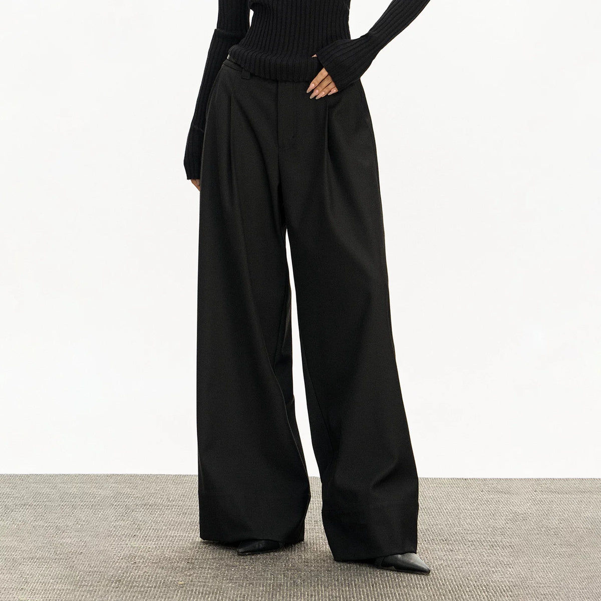 Retro Loose Wide-leg Tailored Trousers