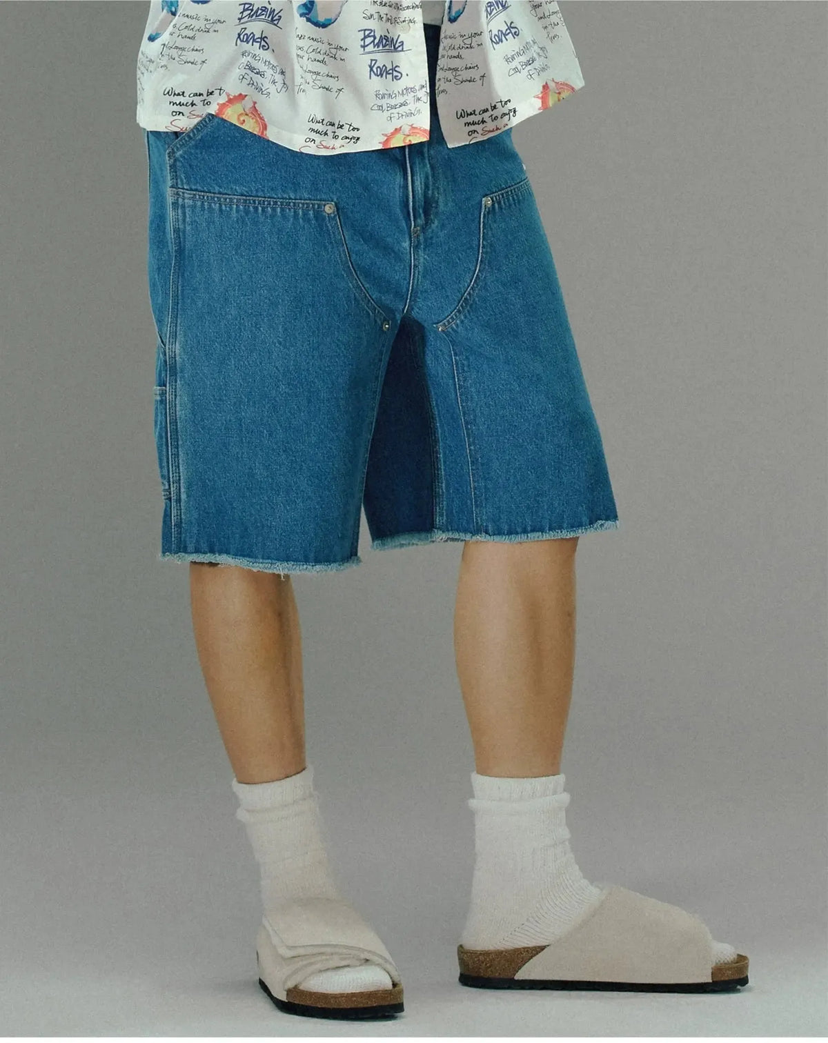 Embroidered Denim Shorts