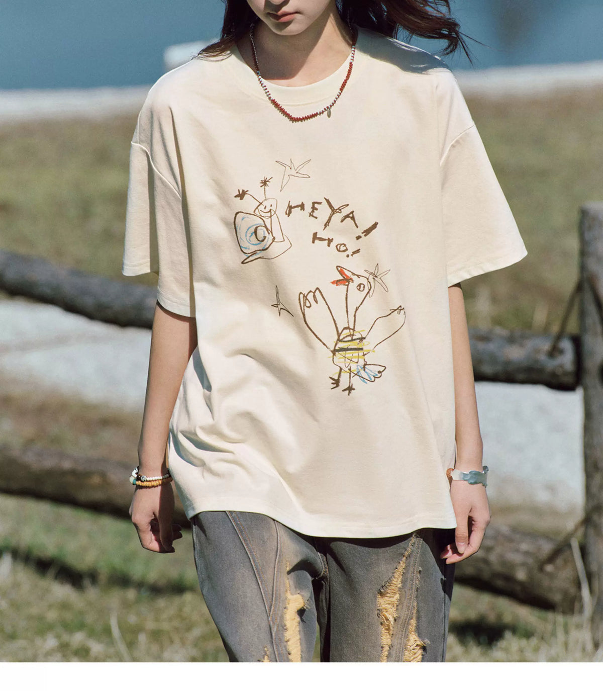 Abstract Bird Sketch Oversized T Shirt