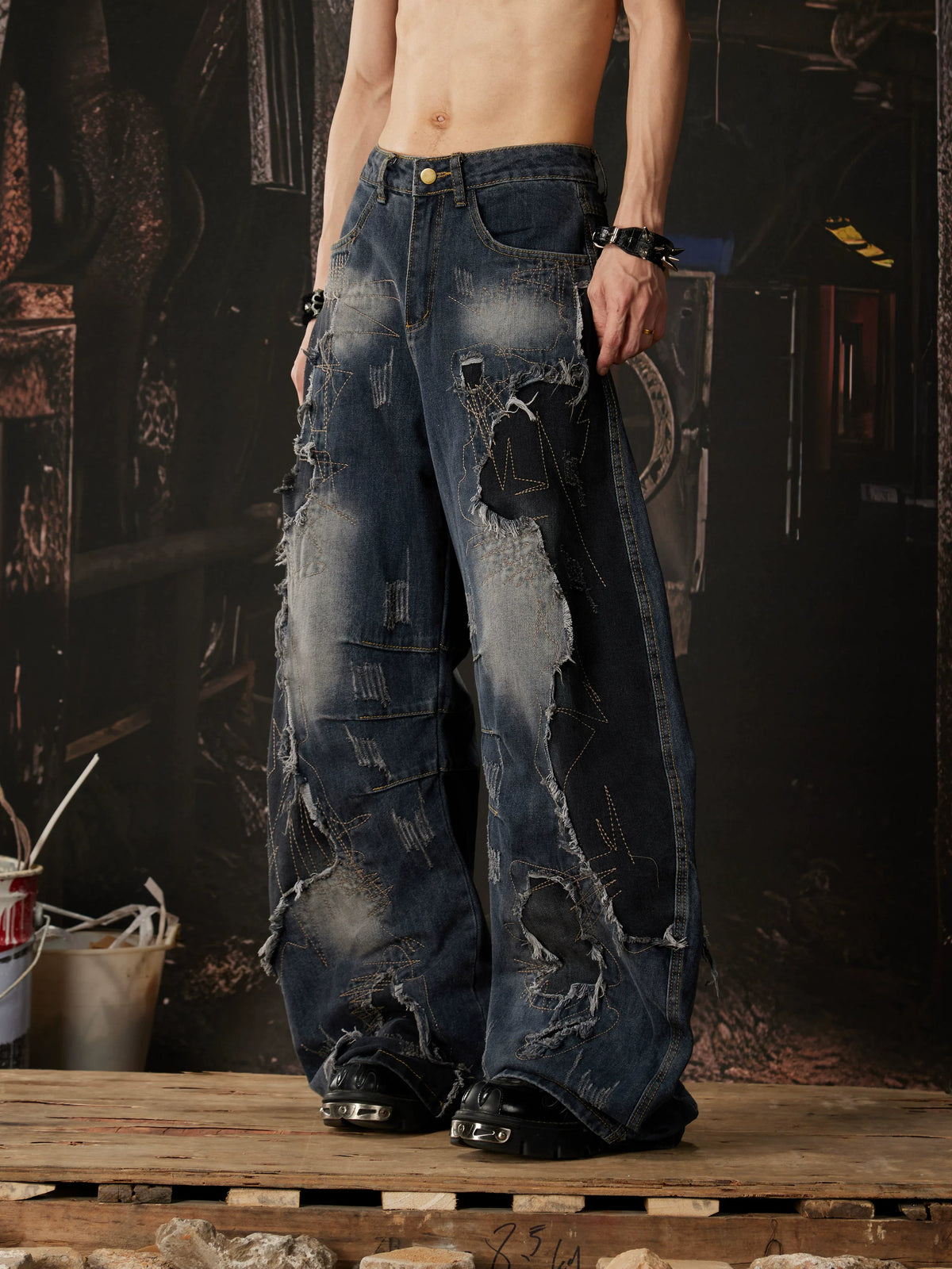 Rustforge Ruin Wide-Leg Denim Pants
