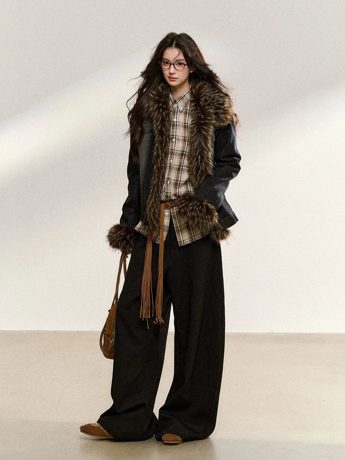 Faux Fur Trim Denim Jacket