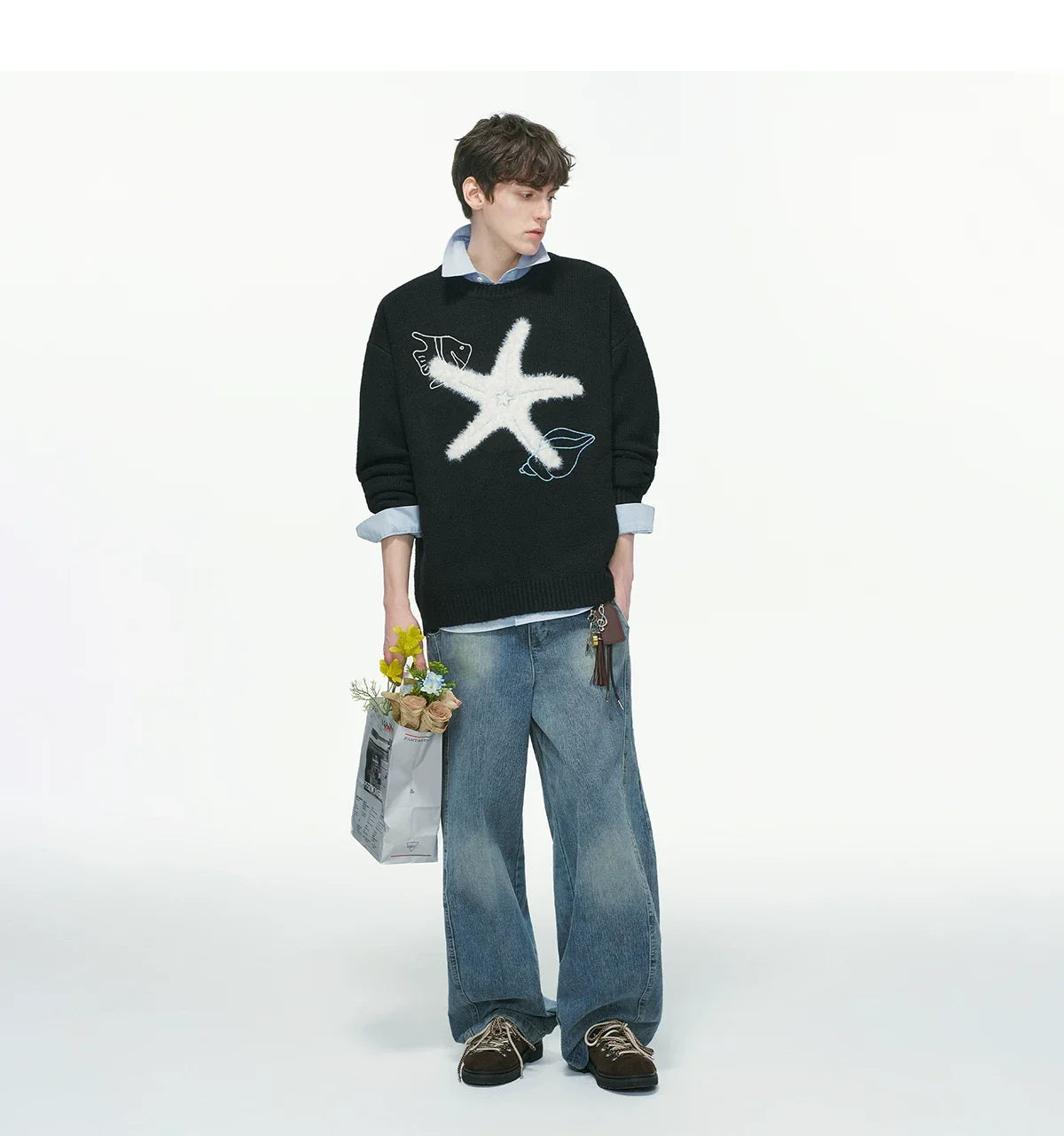 Seastar Sketch Fuzzy Knit Sweater
