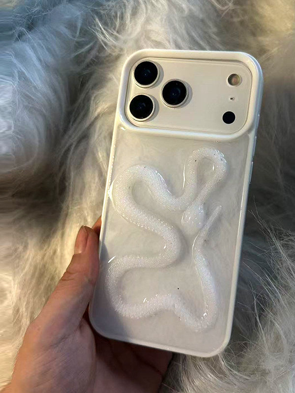 Retro Ins Gradient White Edge Snake Case for iPhone 17 Promax 16 Couple 15 Apple 14 Pro Premium 13 Anti-drop Girl 12 Promax Creative Large Hole 11 Personalized Hard Case