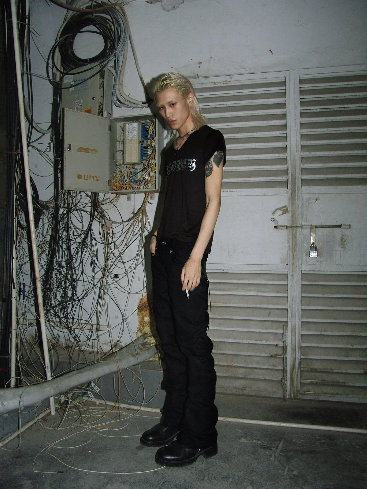 Scimitar Canvas Black Leather-Trim Flare Trousers