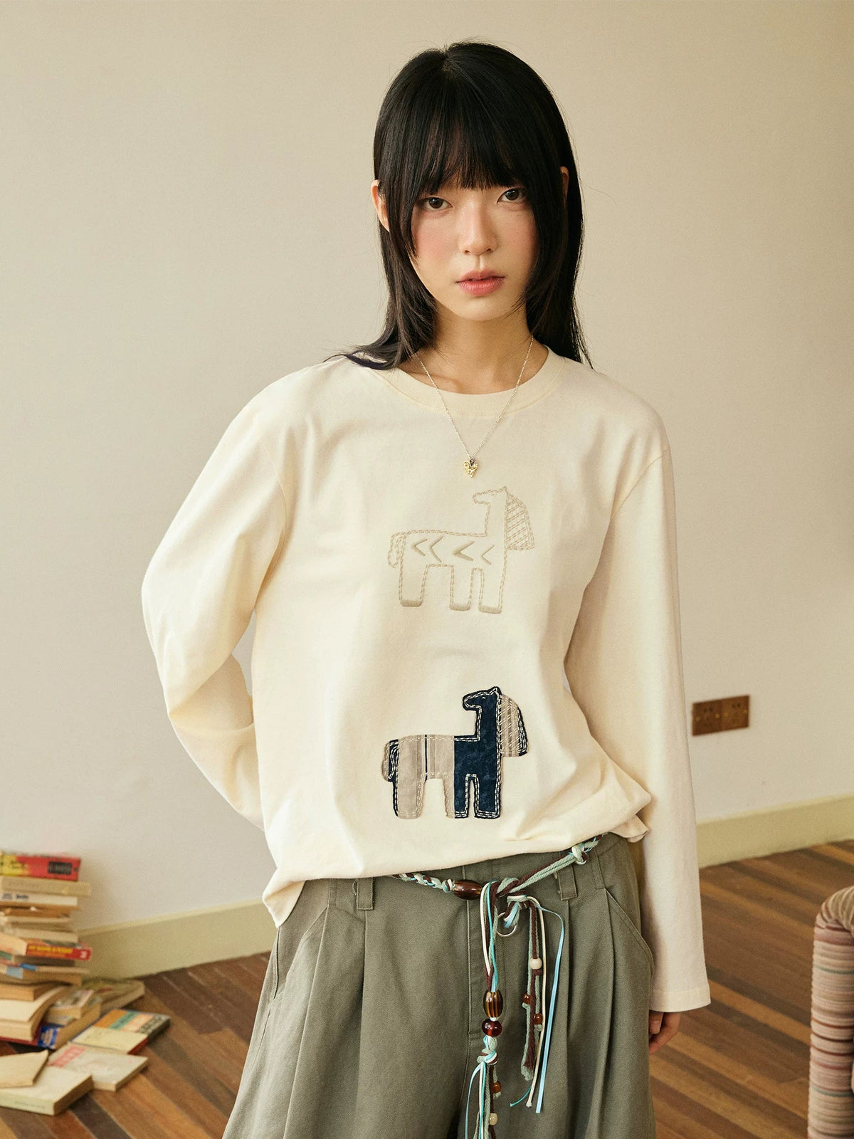 Abstract Horse Patch Long Sleeve T Shirt