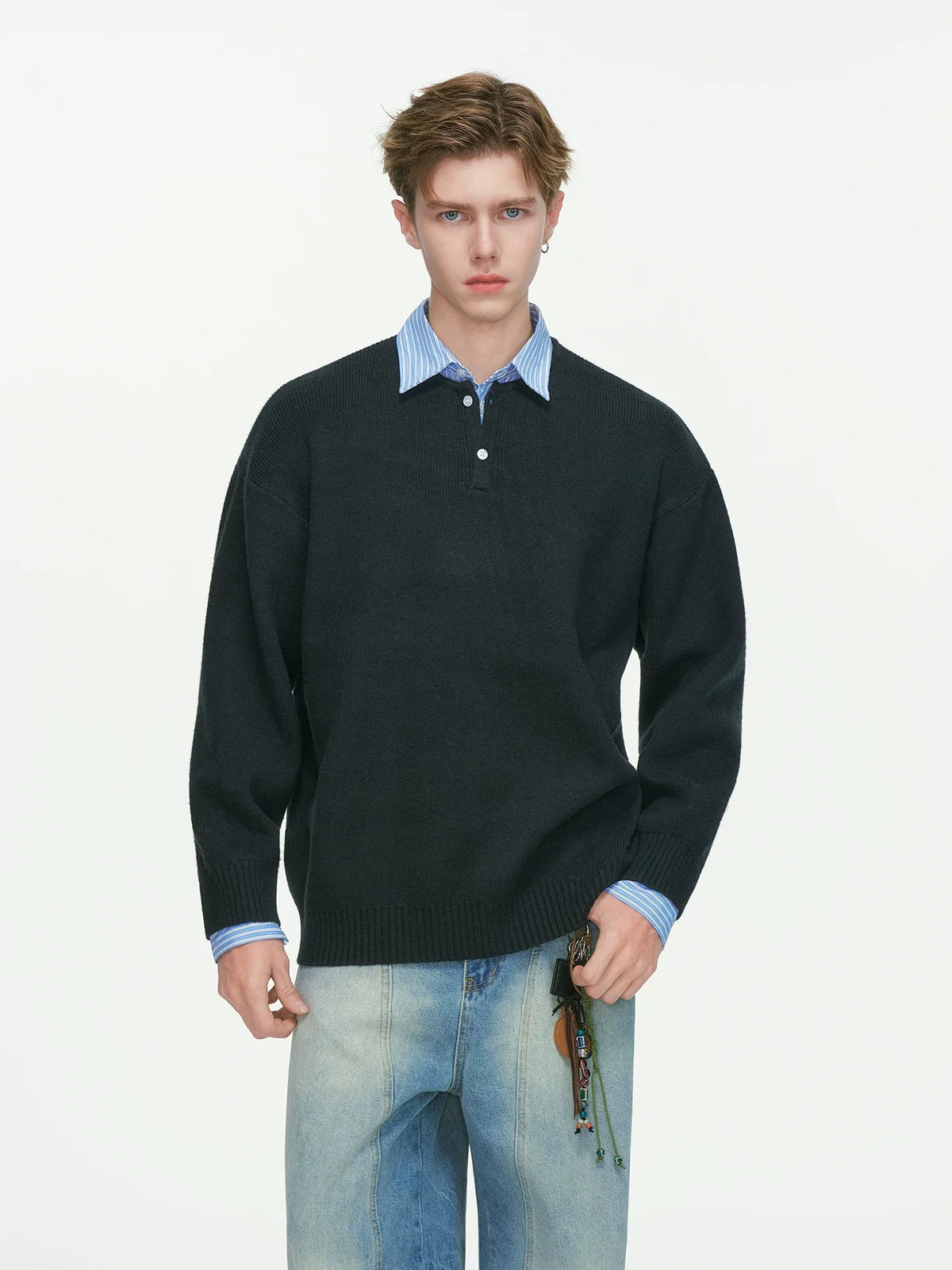 Oxford Layer Knit Polo Sweater