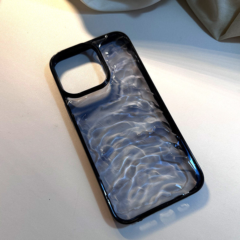 ins黑色水面适用苹果15Pro手机壳iPhone16Promax高级感14Promax原创17Pro个性12创意11防摔16透明15硬壳x立体