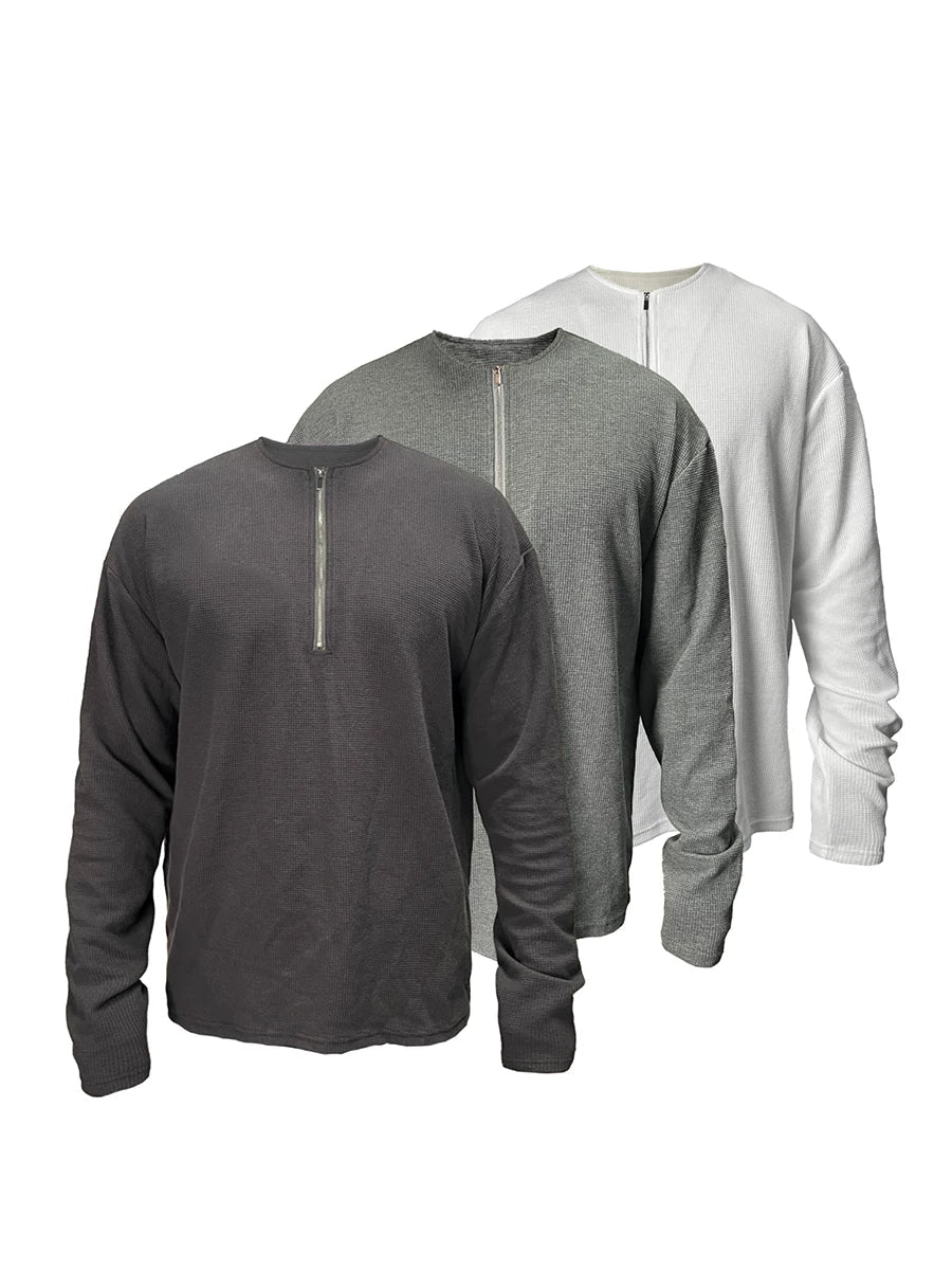 Minimal Half-Zip Long-Sleeve Sweatshirt