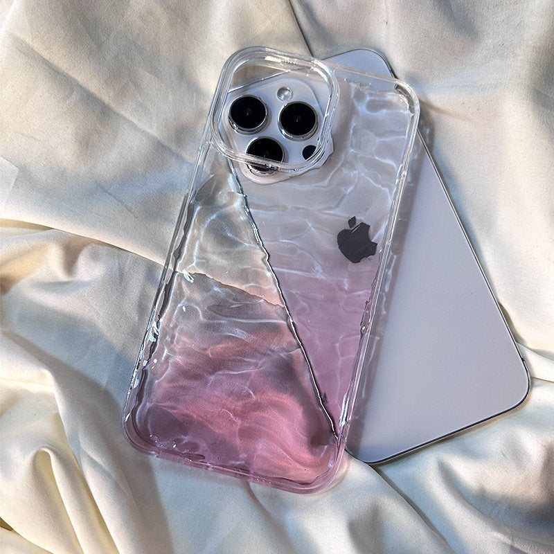 ins渐变水纹立体粉碧蓝适用苹果15promax手机壳iPhone14Promax高级感16Promax硬壳17Pro创意12个性11保护套16